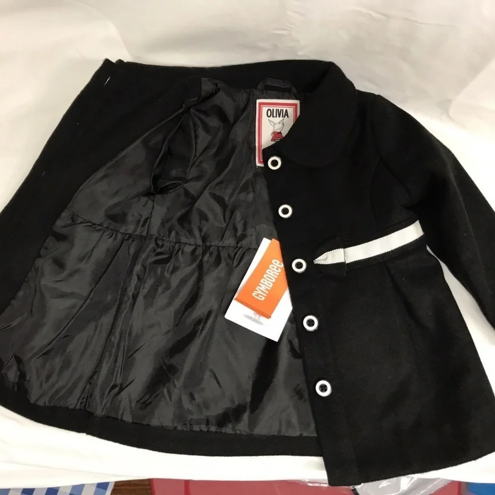Gymboree Pea Coat Baby Girls‎ 12-18 Mo Black Bow Jacket NWT